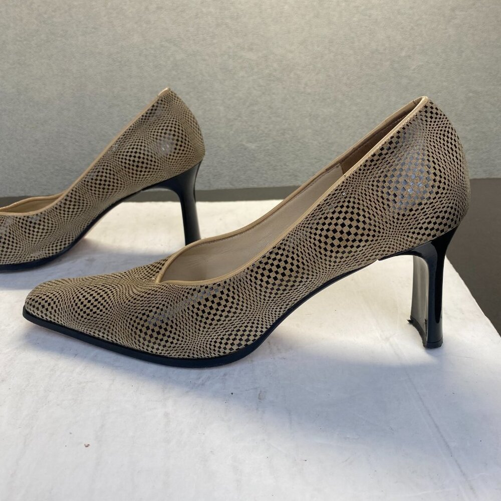 Sergio Cerruti Roma Womens Gold Leather Square Toe Heels,Size 41,Preppy - Picture 10 of 13